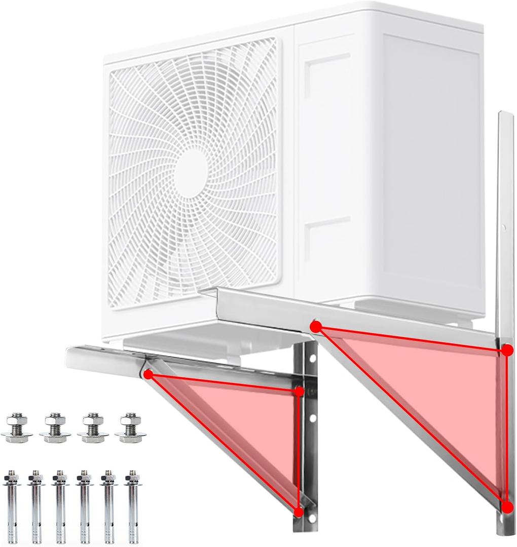 Mini Split Wall Mounting Bracket for 9000-24000 BTU Condenser, POIUNA Stainless Steel Ductless Mini Split Bracket up to 507 lbs for Air Conditioner Heat Pump Systems HVAC, Compressor
