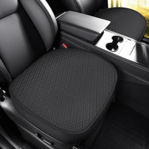 2 Pack Bottom Seat Covers for Tesla Model Y 2024 2023-2020, Super Breathable and Soft Car Front Seat Covers, Cotton and Linen Bottom Seat Covers for Tesla Model Y (Black)