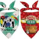 3 Pack Dog Christmas Bandanas, 2 Pcs Christmas Friends Show Dog Bandanas for Friends TV Show Fans Gifts, Pet Party Costume Accessories Decoration