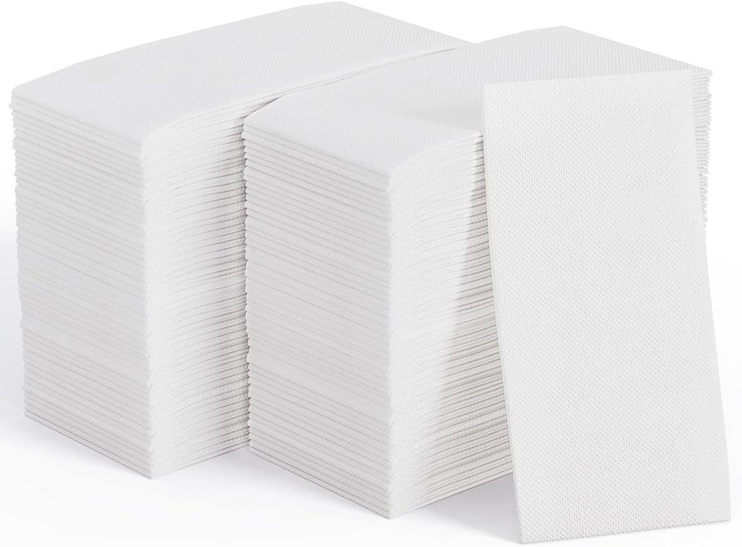 JOLLY CHEF 400 Pack Disposable Paper Napkins, Soft Bathroom Napkins Guest Disposable, 2-Ply White Paper Hand Towels for Halloween, Wedding, Thanksgiving
