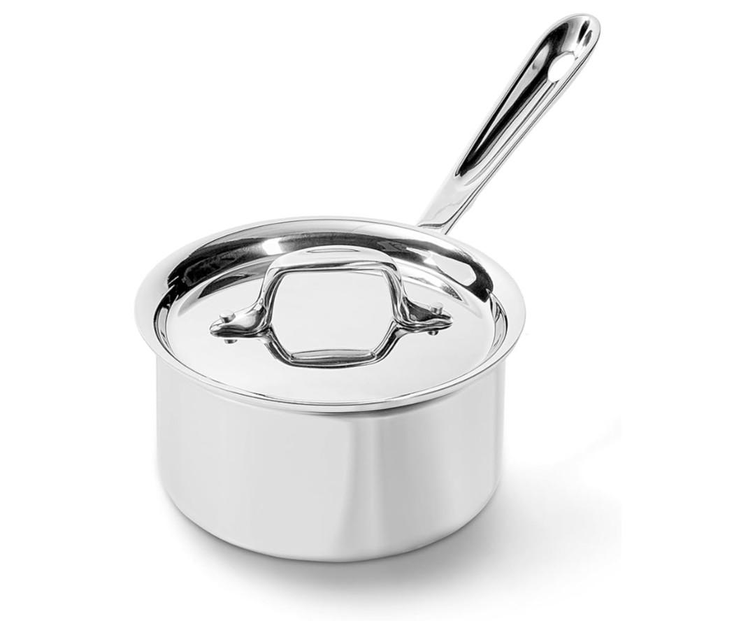 All-Clad D3 3-Ply Stainless Steel Sauce Pan with Lid 1.5 Quart, Induction Oven Broiler Safe 600F, Multipurpose, Compatible w/ All Cooktops, For Restaurant or Home Kitchen, Pots & Pans, Cookware Silver