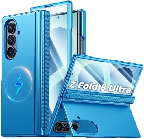 CENMASO for Samsung Galaxy Z Fold 8 Ultra Case with Stand, Fit for Magsafe | Hinge Protection, Screen Protector, Hidden Kickstand, Slim Shockproof Case for Galaxy Z Fold 8 Ultra-Lake Blue