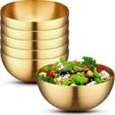 Nuogo 6 Pcs Gold Mixing Bowls Stainless Steel Mixing Bowl Decorative Gold Esthetician Bowls Metal Serving Bowl for Facial Cereal Rice Noddle Fruit Kitchen Party Cooking Baking Prepping(5.9 Inches)