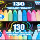 Crayola Washable Outdoor Sidewalk Chalk Collection (130ct), Bulk Anti-Roll Chalk Sticks for Kids, Outdoor Toys & Activities for Kids, Gifts, Ages 4, 5, 6