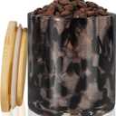 HEADAK LIFE Hand Blown Glass Food Storage Containers with Lids 14oz Jar with Lid Coffee Container,Spice,Sugar,Tea,Flour,Nuts,Decorative Jars for Countertop(Black)