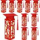 9 Pcs Graduation Table Centerpieces Boxes 2025 Graduation Lantern Boxes with LED Light Small Cap Table Decorations Congrats School College Photo Props(Grad,Red)