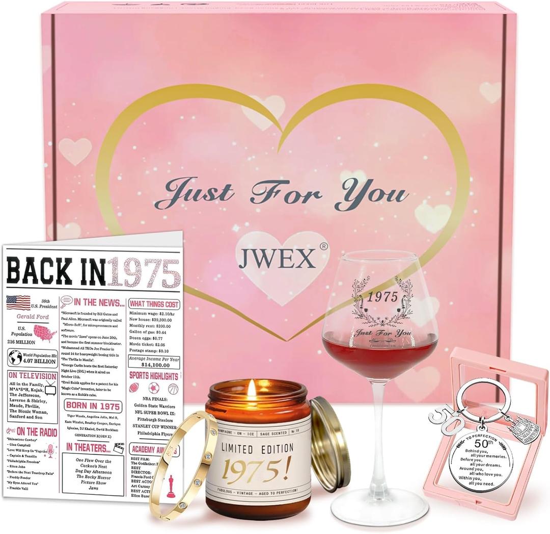 JWEX 50th Birthday Gifts Women, 50TH Birthday Gifts for Her, 50th Anniversary for Friends, Daughter, Sister Mom - Turning 50 Present