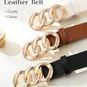 2 x Bbonlinedress Womens Waist Belts for Jeans Pants Dresses Fashion Ladies Leather Belts with Gold Buckle (Black, S)