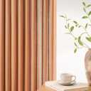 LIMON HOME Fall Kitchen Curtains 24 Inch Length 2 Panels Set, Terracotta Linen Tier Curtains Farmhouse Cafe, Light Filtering Small Window Drapes for Bathroom Laundry Room Rustic