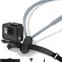 KINGJOY Action Camera Neck Mount, Flexible Silicone POV Neck Holder with Anti-Shake Chest Strap, Quick Release Magnetic Adapter Compatible with Hero 13/12, Action 5/4 & 360 Cameras for Vlogging