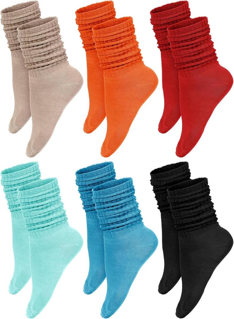 Bencailor 6 Pairs Women Slouch Fuzzy Socks Warm Cotton Scrunch Boot Winter Fluffy Slipper Socks (Medium, Lovely Colors)