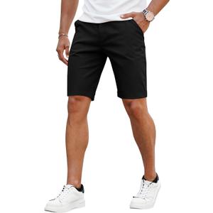 GINGTTO Mens Slim Fit Shorts 9" Inseam Stretch Chino Shorts (34, Black)