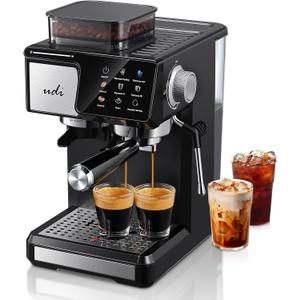 UDI 20Bar Espresso Machine with 20 Grind Settings - Touchscreen Control, Auto Grind (Single/Double Cup), Steam & Self-Cleaning, Quick Brew Café-Quality Coffee Maker for Home​