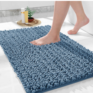 Yimobra Bathroom Rugs Non Slip Washable 24x17, Ultra Soft and Water Absorbent Bath Mats, Plush Fluffy Shower Mat Outside, Microfiber Thick Matts for Bathroom Floor/Sink, Denim Blue