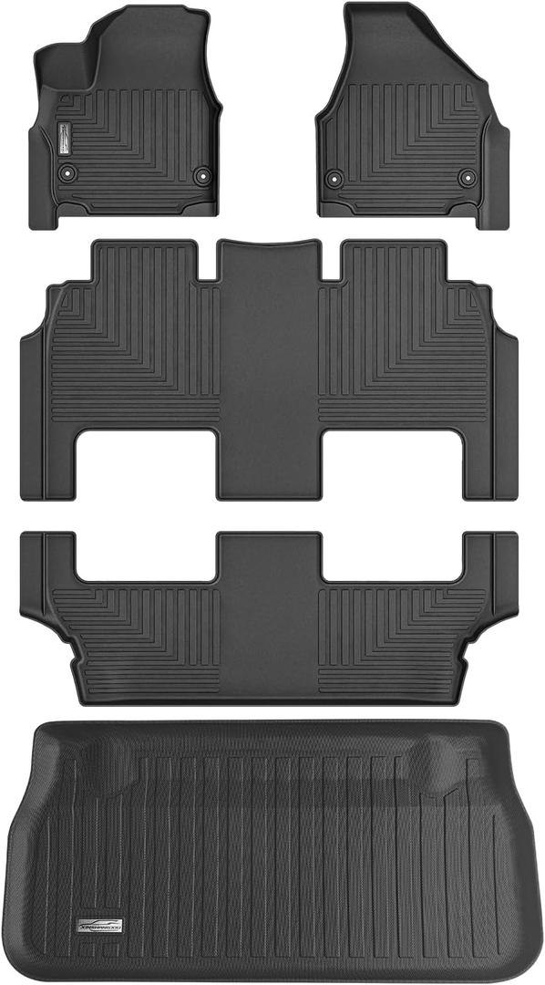 Floor Mats & Cargo Liner for 2017-2024 2025 Chrysler Pacifica Hybrid Touring L/Hybrid Touring Models,TPE All Weather Protection Slush Rubber Car Mats with Trunk mat Full Set