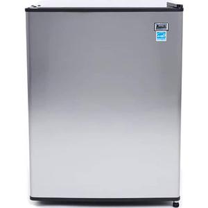 Avanti Mini Fridge Compact Refrigerator for Home Office or Dorm, Features Single Reversible Door Removable Shelves Automatic Defrost and Adjustable Temperature Control, 2.4-Cu.Ft, Stainless Steel