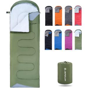 Sleeping Bags for Adults Backpacking Lightweight Waterproof- Cold Weather Sleeping Bag for Girls Boys Mens for Warm Camping Hiking Outdoor Travel Hunting with Compression Bags (Green)