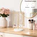 Mkono Necklace Holder Metal Jewelry Display Stand Necklace Organizer with 30 Hooks for Storage and Hanging Bracelet Keychain Home Room Decor for Women,Gold