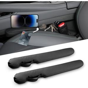 Leather Car Seat Gap Filler Universal for Car Truck SUV to Block The Gap Between Seat and Console Stop Things from Dropping 2 Sets Black