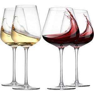 Physkoa Wine Glass Set of 4  2 Red (22oz) & 2 White (14oz) Hand-Blown Crystal Glasses, Perfect Gifts for Birthday, Wedding & Housewarming Mother's Day
