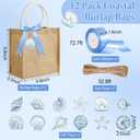 Locmeo 12 Pack Coastal Burlap Bags Last Toast on the Coast Jute Handbags with Blue Ribbon Seashell Tags Reusable Gift Bags for Summer Beach Ocean Bachelorette Party