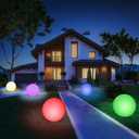 infray 12-Inch LED Ball Light, Solar Rechargeable Globe Light Color Changing Solar Globe Lamp IP67 Waterproof Outdoor Garden RGB Orb Light for Patio Pool Yard Bar Party Decorative Lighting