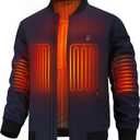 Men's Heated Jacket with 12V Battery, Windproof Bomber Jackets Winter Warm Casual Heating Coat with 5 Heating Areas (Medium, Navy)