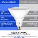 Energetic PAR38 LED Flood Outdoor Light Bulb, 5000K Daylight, 90 Watt Equivalent (11W), Wet Rated, 900LM, E26 Base, Non-Dimmable, 6 Pack