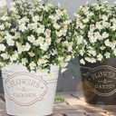 Artificial Flowers for Outdoors, 12 Bundles Fake White Flowers for Outdoor Planters, Faux Plants with Silk Flowers for Porch Decor Garden Patio Home Aesthetic