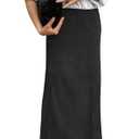 CHARTOU Women Fall Winter Elegant Faux Suede Leather Regular Fit Pencil Maxi Long Skirt (X-Large, Black)