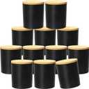 SUPMIND 12Pcs Candle Making Jars 14 fl.oz Black Empty Glass Jars Bulk with Bamboo Lids, Containers for Making Candles Vessels for Candle Business 12 14 fl.oz