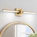 EDISLIVE Modern Dimmable LED Vanity Light 360 Rotatable Bathroom Vanity Wall Lighting Fixtures, 23.2 in Mirror Wall Sconce Fixtures for Bathroom Bedroom Makeup Living Room,6000K(Gold)