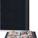 Popotop Photo Album 4x6 200 Pockets for Wedding Gifts,Linen Hardcover Picture Albums for Family Anniversary Baby Vacation Pictures (Black)
