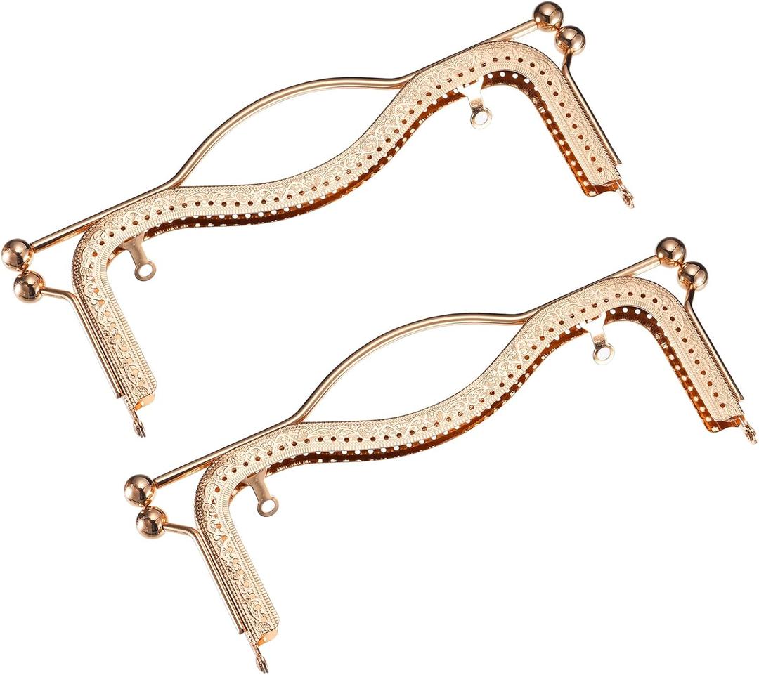 uxcell 2pcs Metal Purse Frame, Kiss Lock Clasp Frame Arch Coin Bag Clasp for Coin Purse Sewing Bag Making DIY Craft, Golden