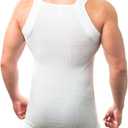 Different Touch Men Cotton Tank Top Square Cut Muscle Rib A-Shirt (White, XL)