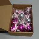 Jenaai 12 Sets Pink Christmas Jingle Bells with Ribbon 2 Inch Large Metal Cutout Craft Bells Pink Hanging Ornaments for Christmas Tree Xmas Decoration Crafts Party Favors Stocking Stuffers