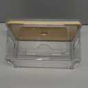 Trash Bag Holder with Bamboo Lid, Stackable Acrylic Trash Bag Dispenser Roll Holder Under Sink, Plastic Container Garbage Bags Storage Organizer for Kitchen, Pantry, Laundry Room Organization