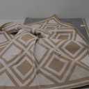 Area Rug 5x7, Washable Checkered Rug Non Slip, Modern Geometric Indoor Low Pile Carpet for Bedroom Living Room Kitchen Laundry Playroom, Beige and White