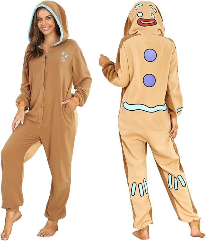RONGTAI Unisex Adult Costume One Piece Pajamas Overall Halloween Costume Christmas Sleepwear Jumpsuit M