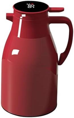 1L Coffee Carafe with Temperature Display, Double Wall Vacuum Hot Water Carafe, Keep Hot for 24H, Thermal Carafe for Water, Tea, Coffee (Red)