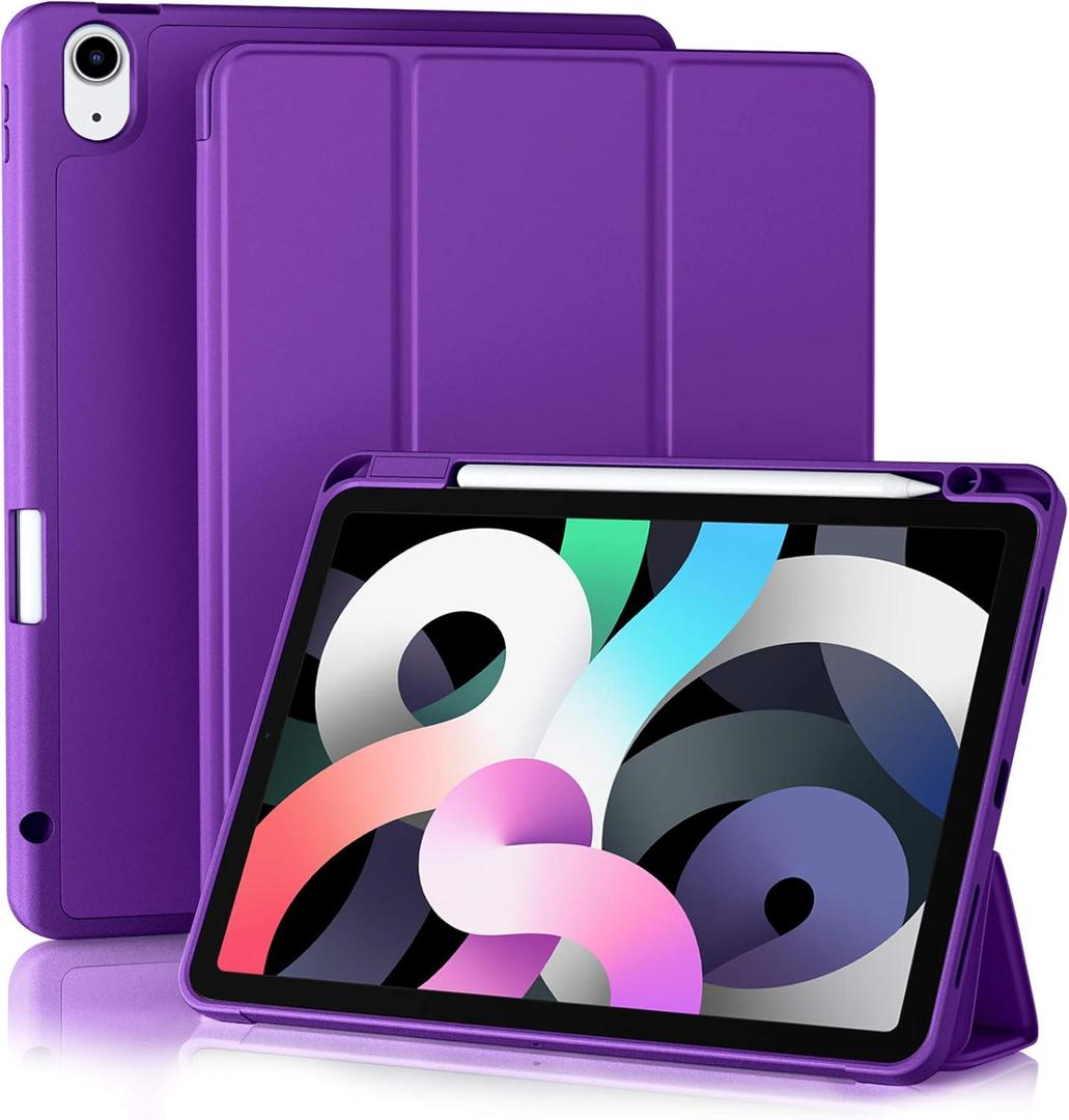 Akkerds Compatible with iPad Air 11 Inch Case 7th/6th Generation (M3/M2) 2025/2024, for iPad Air 5th/4th Generation Case 10.9 Inch 2022/2020 with Pencil Holder[Auto Sleep/Wake], Purple
