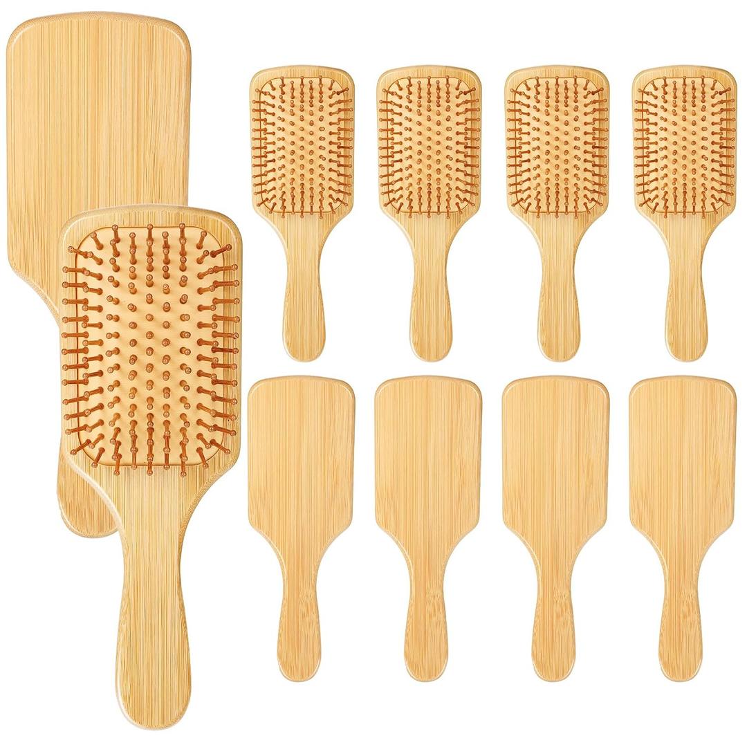 2 x 20 Pcs Bamboo Hair Brush Detangling Brush for Women Men, 9.84 × 3.4''
