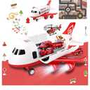 Dwi Dowellin Airplane Toy with Fire Truck Cars and Play Mat, Plane with Lights and Sounds for 3 + Years Old Boys and Girls