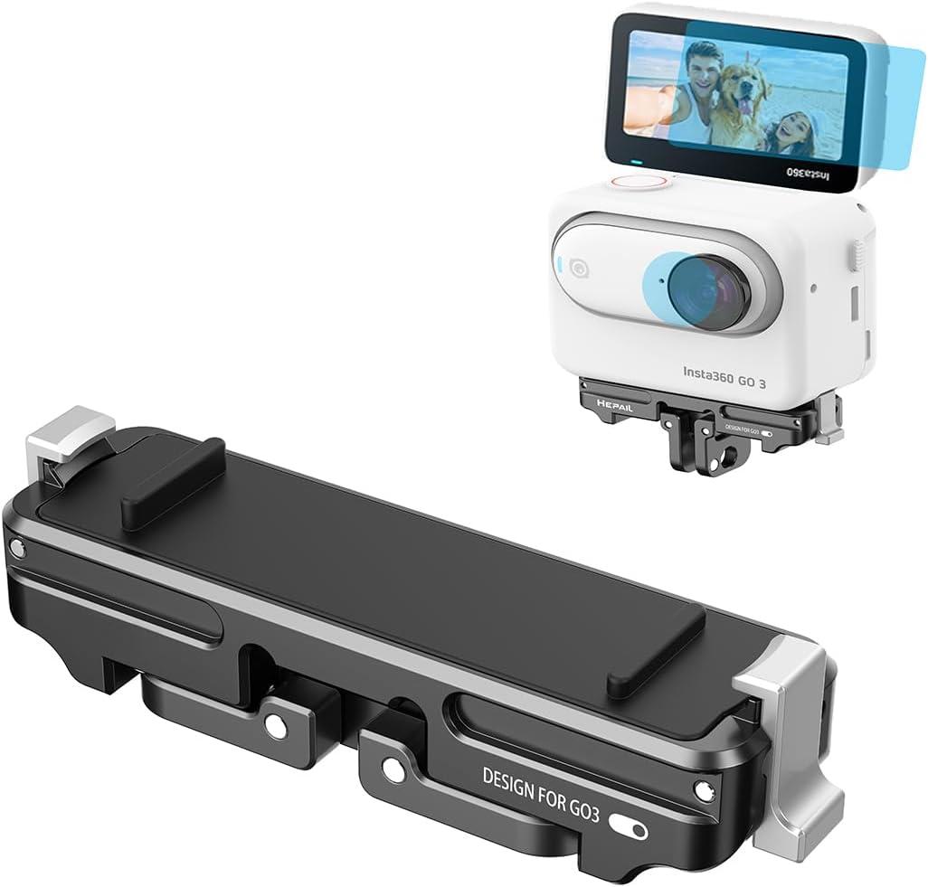 Fotoleey Magnetic Quick Release Mount for Insta360 Go 3S, Go3 with Screen Protector and Lens Protector