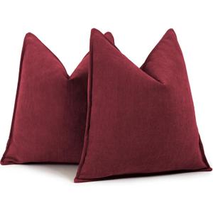ZWJD Burgundy Pillow Covers 18x18 Set of 2 Chenille Throw Pillow Covers with Elegant Design Soft and Luxurious Decorative Throw Pillows for Couch, Bed, and Home Decor