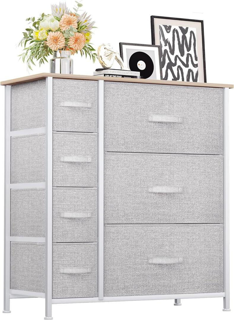 YITAHOME Dresser for Bedroom, 7 Drawers Fabric Dresser, Organizer Unit for Living Room, Hallway, Closets - Sturdy Steel Frame, Wooden Top & Easy Pull Fabric Bins (Ashen)