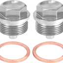 X AUTOHAUX 2 Set M24x1.5 Oil Drain Plug Magnetic Aluminum Alloy Sump Drain Nut Oil Drain Bolt with 2 Washer for Car Motorcycle Silver Tone