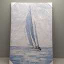 Yihui Arts Coastal Sailing Boat Canvas Wall Art - Blue and White Nautical Picture for Living Room, Bedroom, or Bathroom Decor with Vertical Seaside Artwork  36"L x 24"W