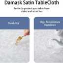 Wave Scroll Damask Jacquard Rectangle White Tablecloth 60"x102"，Wipeable Table Cover for Dining Table, Buffet Parties and Camping