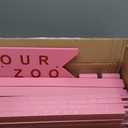 Stuffed Animal Storage Zoo with Wheels, Wooden Large Stuff Animals Plushies Holder Toy Organizer Kids Plush Storage Cage with Elastic Band and Net for Nursery Playroom Corner for Toddler (Hot Pink)